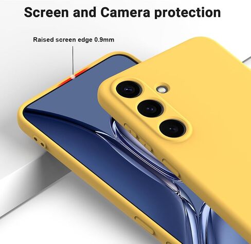 Compatible with Samsung Galaxy S25 FE Phone Case W Wrist Band, Thin Slim Liquid Silicone Soft Rubber Gel TPU Full Camera Protection Bumper Pure Color Simple Cover,Yellow in Kuwait