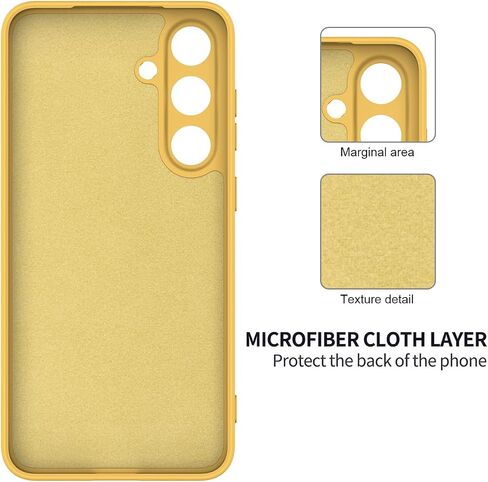 Compatible with Samsung Galaxy S25 FE Phone Case W Wrist Band, Thin Slim Liquid Silicone Soft Rubber Gel TPU Full Camera Protection Bumper Pure Color Simple Cover,Yellow in Kuwait