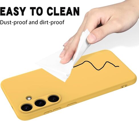 Compatible with Samsung Galaxy S25 FE Phone Case W Wrist Band, Thin Slim Liquid Silicone Soft Rubber Gel TPU Full Camera Protection Bumper Pure Color Simple Cover,Yellow in Kuwait