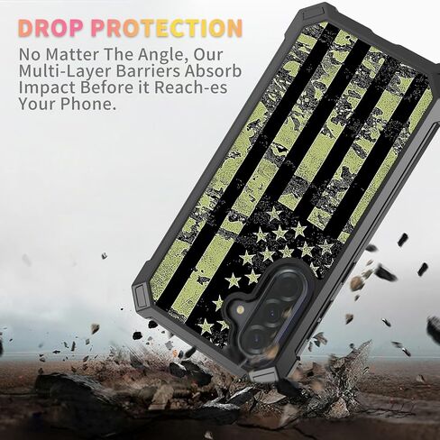 Case for Samsung Galaxy A36 5G with Tempered Glass Screen Protector, Full-Body Protective Shockproof Rugged Bumper Durable Phone Cover Case for Samsung A36 5G, Camo American Flag in Saudi Arabia