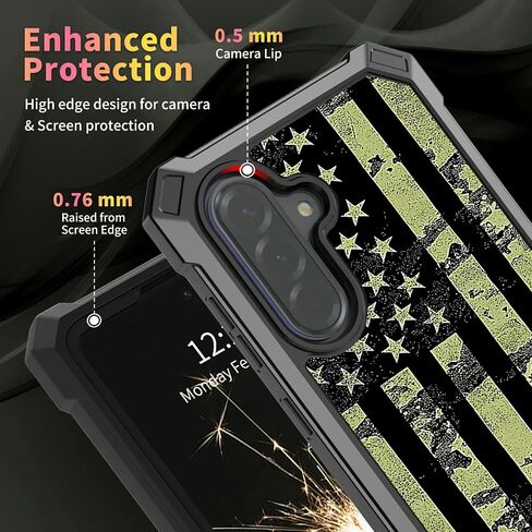 Case for Samsung Galaxy A36 5G with Tempered Glass Screen Protector, Full-Body Protective Shockproof Rugged Bumper Durable Phone Cover Case for Samsung A36 5G, Camo American Flag in Saudi Arabia