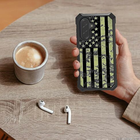 Case for Samsung Galaxy A36 5G with Tempered Glass Screen Protector, Full-Body Protective Shockproof Rugged Bumper Durable Phone Cover Case for Samsung A36 5G, Camo American Flag in Saudi Arabia