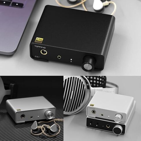 Topping DX1 DAC Headphone Amplifier Combo, 280mW×2 HiFi DAC Amp, Two-Stage GAIN Switch USB Chargable Discrete LNRD, AK4493S DSD256 32Bit/384kHz XMOS XU208 Amps(Silver) in Saudi Arabia