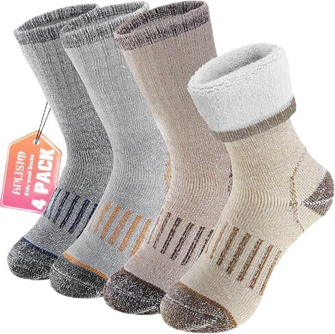 Anlisim Kids Merino Wool Hiking Socks Boys Girls Toddlers Thermal Winter Warm Boot Thick Cushion Snowboarding Socks in Saudi Arabia