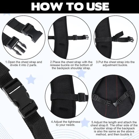 Backpack Chest Strap, Adjustable Backpack Sternum Strap Replacement Sternum Straps for Backpacks Chest Strapss with Snap Buckles Fabric Backpacks Straps for Outdoor Travel Hiking Camping in Kuwait