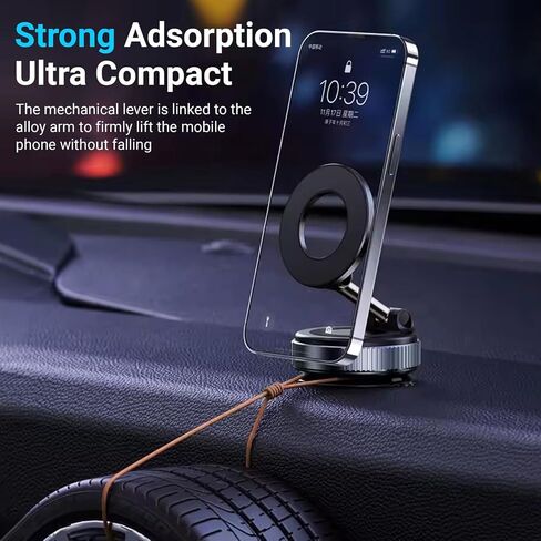 2026 New Upgraded Vacuum Magnetic Car Phone Holder 360° Reinforced Ultra Suction Cup Phone Mount for MagSafe Cell Phone Holders for Your Car/Phone Stand for iPhone, Samsung, All Smartphones in Saudi Arabia