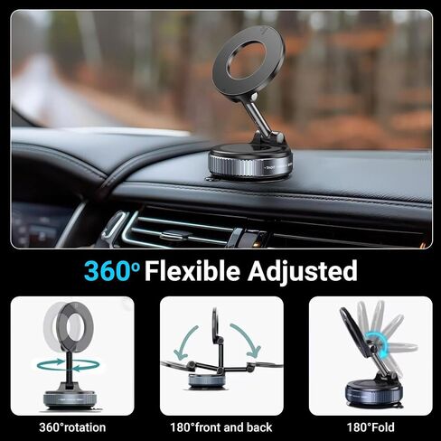 2026 New Upgraded Vacuum Magnetic Car Phone Holder 360° Reinforced Ultra Suction Cup Phone Mount for MagSafe Cell Phone Holders for Your Car/Phone Stand for iPhone, Samsung, All Smartphones in Saudi Arabia