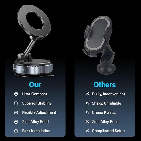 2026 New Upgraded Vacuum Magnetic Car Phone Holder 360° Reinforced Ultra Suction Cup Phone Mount for MagSafe Cell Phone Holders for Your Car/Phone Stand for iPhone, Samsung, All Smartphones in Saudi Arabia