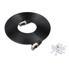 Cat7 Ethernet Cable 20 ft Black, Cat-7/Category 7 Shielded (STP) Long Flat RJ45 Computer Internet LAN Network Ethernet Patch Cable 20 Feet in Saudi Arabia