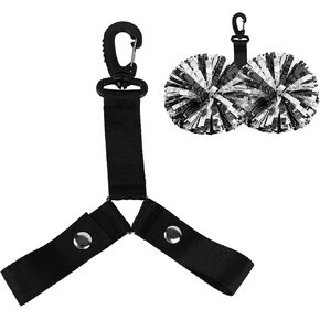 2pcs Pom Pom Holder Hanger with Snap Button for Backpack, Nylon Cheerleader Bag Strap Accessory Cheerleading Essentials for Team Tags & Cheer Gear (Black) in Saudi Arabia