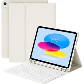 حافظة لوحة مفاتيح لجهاز iPad (A16) الجيل الحادي عشر/العاشر (2025/2022، 11/10.9 بوصة)، لوحة مفاتيح لاسلكية ذكية مغناطيسية قابلة للفصل، غطاء نحيف مع حامل قلم، تنبيه/غفو تلقائي لجهاز iPad A16، بيج in Kuwait