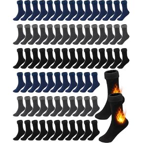 72 Pairs Thermal Socks Bulk Socks Thick Winter Socks Unisex One Size Socks for Men Women Homeless Care Package, Black in Saudi Arabia
