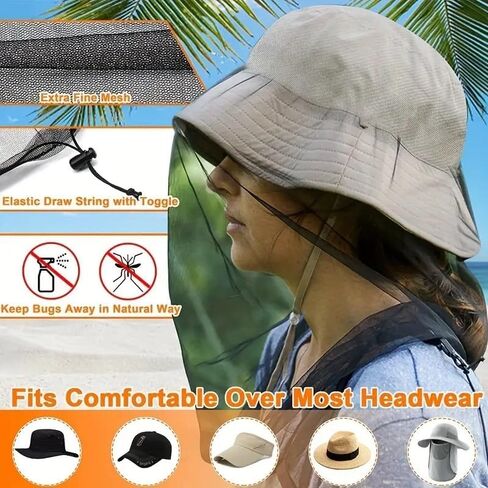 1PC Mosquito Hat Mask Head Cover,Hiking Fishing Climbing, Protecting from Bee,Camping Essentials,Patio-Clearance Deals in Saudi Arabia