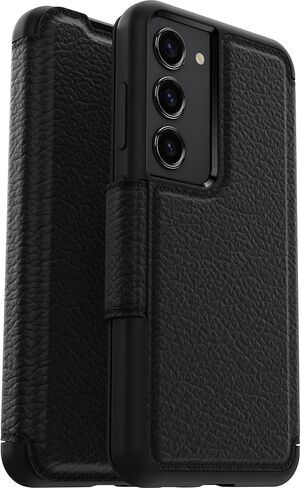 حافظة OtterBox Strada لهاتف Samsung Galaxy S22+، مقاومة للصدمات والسقوط، حافظة واقية من الجلد الفاخر مع حاملي بطاقات، تم اختبارها 3X وفقًا للمعايير العسكرية، أسود in Kuwait