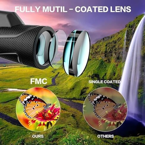 12x42 HD Waterproof Monocular Telescope with Phone Holder & Tripod - Compact Fogproof Scope for Bird Watching, Hunting & Travel in Saudi Arabia