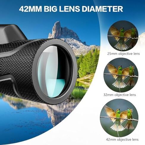12x42 HD Waterproof Monocular Telescope with Phone Holder & Tripod - Compact Fogproof Scope for Bird Watching, Hunting & Travel in Saudi Arabia
