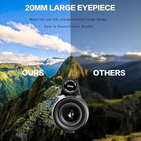 12x42 HD Waterproof Monocular Telescope with Phone Holder & Tripod - Compact Fogproof Scope for Bird Watching, Hunting & Travel in Saudi Arabia