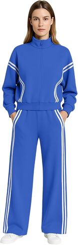 Sweatsuits Women 2 Piece Outfit Zip Up Jacket Athleisure Sweatset Comfort Fleece Sweatshirt Wide Leg Sweatpants Set in Saudi Arabia
