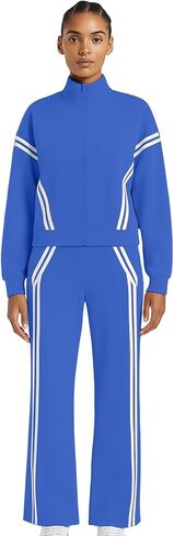 Sweatsuits Women 2 Piece Outfit Zip Up Jacket Athleisure Sweatset Comfort Fleece Sweatshirt Wide Leg Sweatpants Set in Saudi Arabia