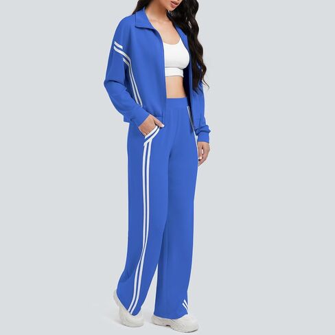 Sweatsuits Women 2 Piece Outfit Zip Up Jacket Athleisure Sweatset Comfort Fleece Sweatshirt Wide Leg Sweatpants Set in Saudi Arabia