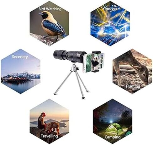 تلسكوب أحادي العين مقاوم للماء بدقة 4K HD 10-300x40mm مع حامل للهواتف الذكية وحامل ثلاثي القوائم لمشاهدة الطيور والمشي لمسافات طويلة in Saudi Arabia
