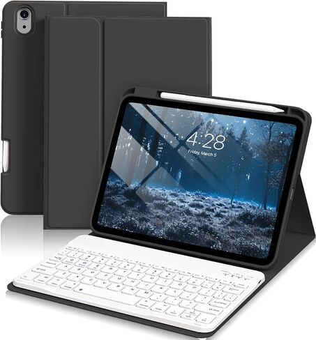 حافظة لجهاز iPad (A16) الجيل الحادي عشر/العاشر مع لوحة مفاتيح مقاس 11/10.9 بوصة 2025/2022، حافظة لوحة مفاتيح بلوتوث لاسلكية قابلة للفصل رفيعة وخفيفة، حامل قلم رصاص مدمج على الجانب الأيمن (وردي) in Kuwait