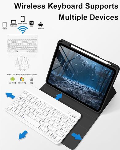 حافظة لجهاز iPad (A16) الجيل الحادي عشر/العاشر مع لوحة مفاتيح مقاس 11/10.9 بوصة 2025/2022، حافظة لوحة مفاتيح بلوتوث لاسلكية قابلة للفصل رفيعة وخفيفة، حامل قلم رصاص مدمج على الجانب الأيمن (وردي) in Kuwait