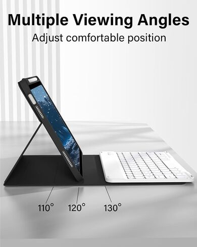 حافظة لجهاز iPad (A16) الجيل الحادي عشر/العاشر مع لوحة مفاتيح مقاس 11/10.9 بوصة 2025/2022، حافظة لوحة مفاتيح بلوتوث لاسلكية قابلة للفصل رفيعة وخفيفة، حامل قلم رصاص مدمج على الجانب الأيمن (وردي) in Kuwait