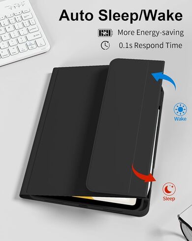 حافظة لجهاز iPad (A16) الجيل الحادي عشر/العاشر مع لوحة مفاتيح مقاس 11/10.9 بوصة 2025/2022، حافظة لوحة مفاتيح بلوتوث لاسلكية قابلة للفصل رفيعة وخفيفة، حامل قلم رصاص مدمج على الجانب الأيمن (وردي) in Kuwait