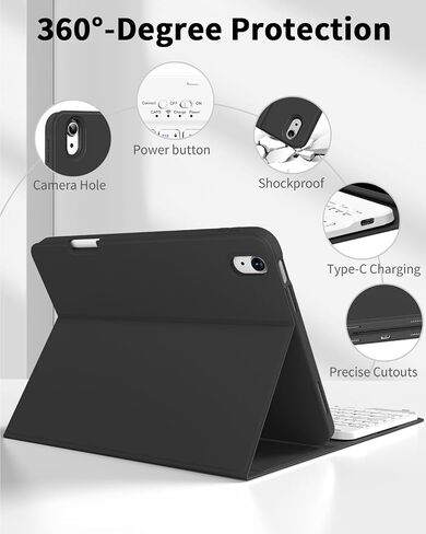 حافظة لجهاز iPad (A16) الجيل الحادي عشر/العاشر مع لوحة مفاتيح مقاس 11/10.9 بوصة 2025/2022، حافظة لوحة مفاتيح بلوتوث لاسلكية قابلة للفصل رفيعة وخفيفة، حامل قلم رصاص مدمج على الجانب الأيمن (وردي) in Kuwait