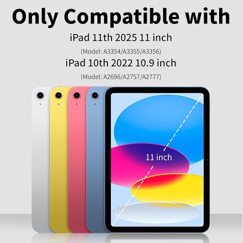 JKSML for iPad(A16) 11th/10th Generation Case with Keyboard (11/10.9 inch) 2025/2022, 7 Color Backlight Detachable Bluetooth Cover with Trackpad, Flip Stand Case Thin with Pencil Holder, Cream White in Kuwait