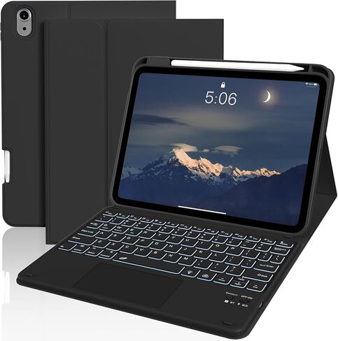 JKSML for iPad(A16) 11th/10th Generation Case with Keyboard (11/10.9 inch) 2025/2022, 7 Color Backlight Detachable Bluetooth Cover with Trackpad, Flip Stand Case Thin with Pencil Holder, Cream White in Kuwait