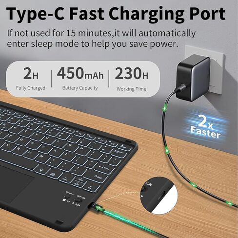 JKSML for iPad(A16) 11th/10th Generation Case with Keyboard (11/10.9 inch) 2025/2022, 7 Color Backlight Detachable Bluetooth Cover with Trackpad, Flip Stand Case Thin with Pencil Holder, Cream White in Kuwait