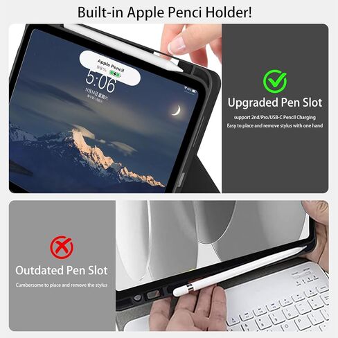 JKSML for iPad(A16) 11th/10th Generation Case with Keyboard (11/10.9 inch) 2025/2022, 7 Color Backlight Detachable Bluetooth Cover with Trackpad, Flip Stand Case Thin with Pencil Holder, Cream White in Kuwait