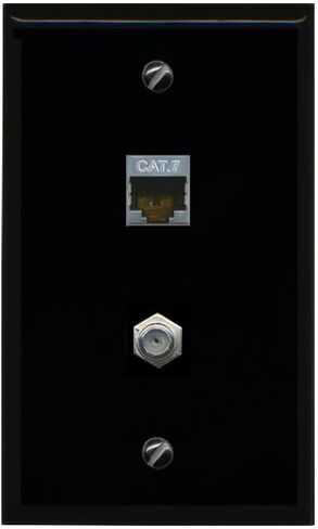 RiteAV Coax and Cat7 Wall Plate - Flat [Black/Black] in Saudi Arabia