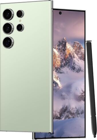 Unlocked Cell Phones C24 Ultra Smartphone Android 13 Phones 8GB+256GB/6.8" HD Screen/Dual SIM/108MP+48MP Camera/6800 mAh/Built-in Pen (White) in Saudi Arabia