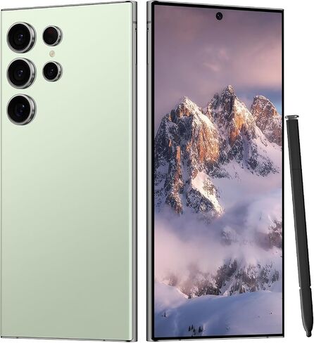Unlocked Cell Phones C24 Ultra Smartphone Android 13 Phones 8GB+256GB/6.8" HD Screen/Dual SIM/108MP+48MP Camera/6800 mAh/Built-in Pen (White) in Saudi Arabia
