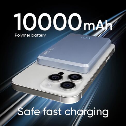 Ultra-Slim Magnetic Power Bank, Aluminum Wireless Portable Charger, Fast Charging USB-C Battery Pack for iPhone 15/14/13/12 & MagSafe, Android Wireless Charging Devices (Blue, 10000) in Saudi Arabia
