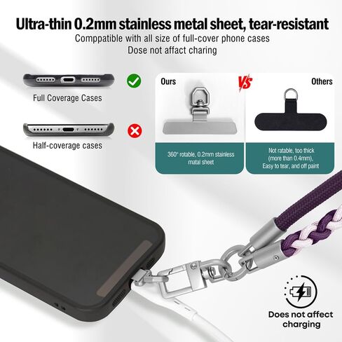 Besnfoto Phone Lanyard Crossbody حزام الهاتف 3 في 1 الرقبة وحزام المعصم للهاتف الخليوي 360 درجة أبازيم معدنية عالمية وعلامات التبويب in Kuwait