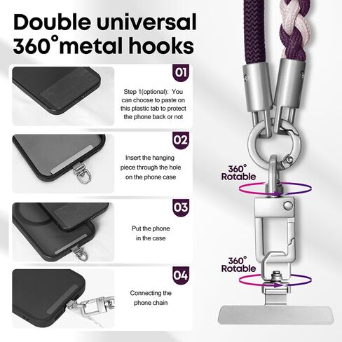 Besnfoto Phone Lanyard Crossbody حزام الهاتف 3 في 1 الرقبة وحزام المعصم للهاتف الخليوي 360 درجة أبازيم معدنية عالمية وعلامات التبويب in Kuwait