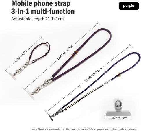 Besnfoto Phone Lanyard Crossbody حزام الهاتف 3 في 1 الرقبة وحزام المعصم للهاتف الخليوي 360 درجة أبازيم معدنية عالمية وعلامات التبويب in Kuwait