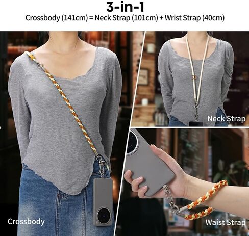 Besnfoto Phone Lanyard Crossbody حزام الهاتف 3 في 1 الرقبة وحزام المعصم للهاتف الخليوي 360 درجة أبازيم معدنية عالمية وعلامات التبويب in Kuwait