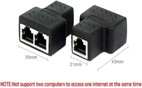 8P8C محول موصل RJ45 الفاصل 1 إلى 2 موسع (أسود 2 قطعة) in Saudi Arabia