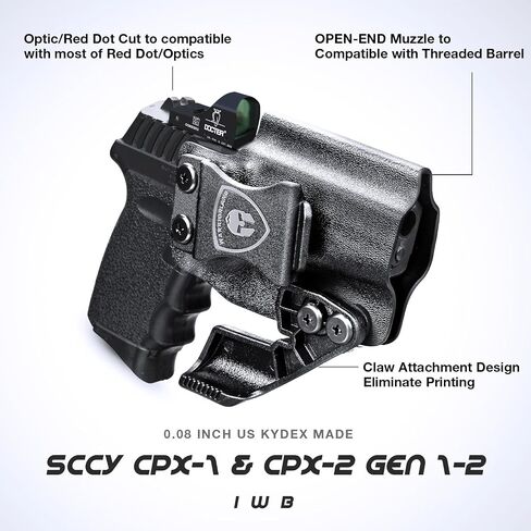 SCCY CPX1 CPX2 Holster IWB KYDEX Holster Fit: SCCY 9mm CPX-1 CPX-2 Gen 1-2 - Not Fit CPX1 / CPX2 Gen 3, Inside Waistband Appendix Holster SCCY CPX-2 Concealed Carry, Adj. Cant & Retention in Saudi Arabia