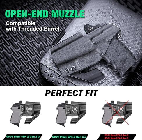 SCCY CPX1 CPX2 Holster IWB KYDEX Holster Fit: SCCY 9mm CPX-1 CPX-2 Gen 1-2 - Not Fit CPX1 / CPX2 Gen 3, Inside Waistband Appendix Holster SCCY CPX-2 Concealed Carry, Adj. Cant & Retention in Saudi Arabia