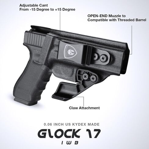 WARRIORLAND IWB Kydex مع حافظة مخلب متوافقة مع G17/22/31 - G19/19X/44/45 Gen 3-5 & G23/32 Gen 3-4 - G26 Gen 3-5 & G27/33 Gen 3-4، 1.75 مشبك فولاذي، Adj. غير قادر وركوب الحافظة داخل حزام الخصر in Saudi Arabia