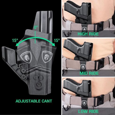 WARRIORLAND IWB Kydex مع حافظة مخلب متوافقة مع G17/22/31 - G19/19X/44/45 Gen 3-5 & G23/32 Gen 3-4 - G26 Gen 3-5 & G27/33 Gen 3-4، 1.75 مشبك فولاذي، Adj. غير قادر وركوب الحافظة داخل حزام الخصر in Saudi Arabia