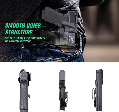 WARRIORLAND IWB Kydex مع حافظة مخلب متوافقة مع G17/22/31 - G19/19X/44/45 Gen 3-5 & G23/32 Gen 3-4 - G26 Gen 3-5 & G27/33 Gen 3-4، 1.75 مشبك فولاذي، Adj. غير قادر وركوب الحافظة داخل حزام الخصر in Saudi Arabia