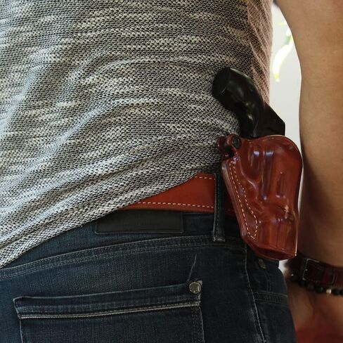 Premium Leather OWB Paddle Revolver Holster with Open Top Fits, Smith & Wesson J-Frame 2" Barrel, 442/642 (Please Choose Your Hand Draw) Brown Color #1056# in Saudi Arabia