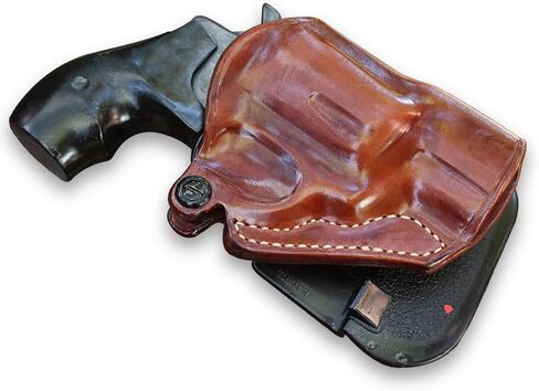 Premium Leather OWB Paddle Revolver Holster with Open Top Fits, Smith & Wesson J-Frame 2" Barrel, 442/642 (Please Choose Your Hand Draw) Brown Color #1056# in Saudi Arabia